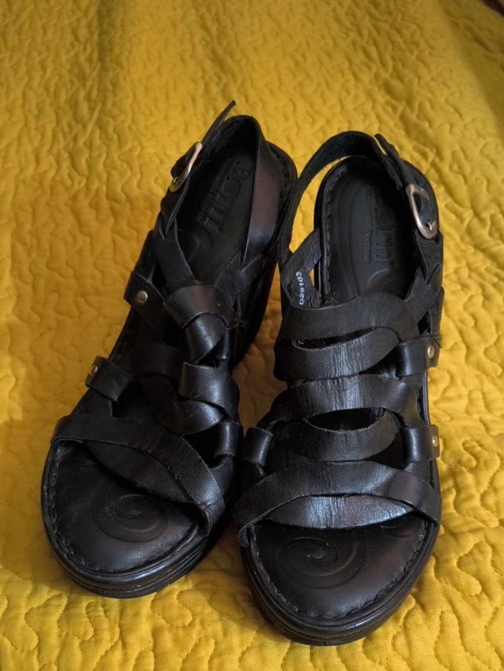 Born Black Leather Braided Strap Sandals